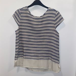 Ann Taylor Blue & White Striped Work Blouse - Size Small
